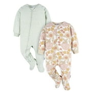 Gerber Baby and Toddler Neutral Microfleece Blanket Sleeper Pajamas, 2-Pack, Sizes 0/3 Months -5T